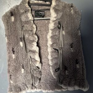 Augustina Silk Soft Gray fur Vest